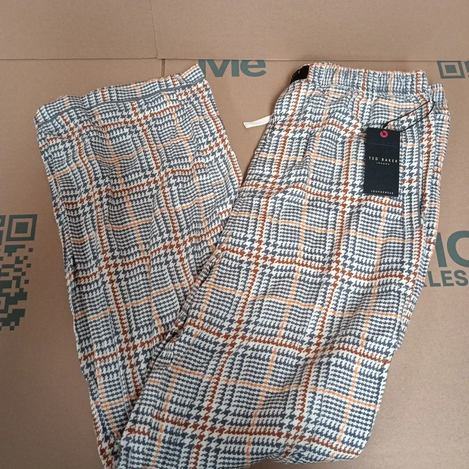 TED BAKER PRINCE OF WALES CHEC/LUXE FLANNEL TROUSERS - LARGE