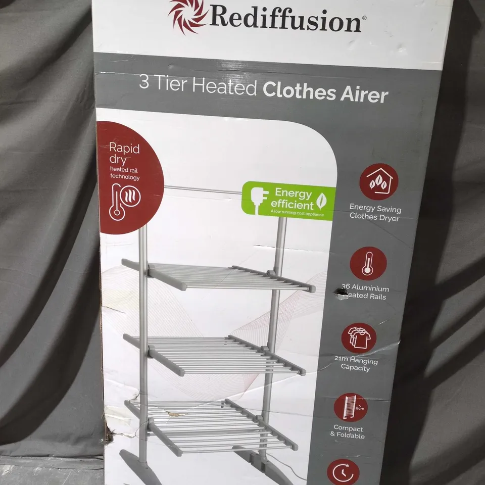 REDIFFUSION 3-TIER HEATED CLOTHES AIRER - BOXED