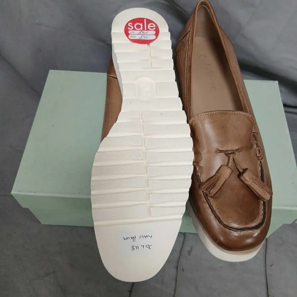 CALPIERRE DL118 MAKAI SELLA BROWN LEATHER TASSEL LOAFERS – UK 7 (EU 41) 