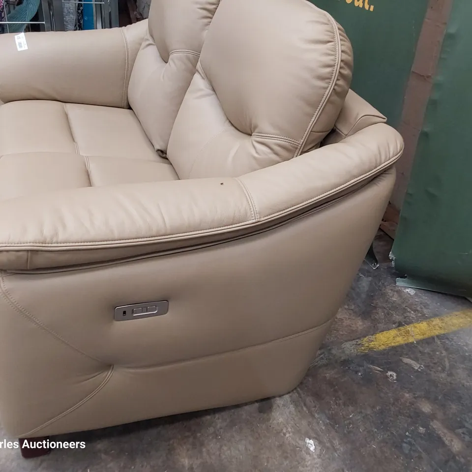 QUALITY BRITISH DESIGNER G PLAN JACKSON POWER RECLINING TWO SEATER SOFA CAMBRIDGE SAND LEATHER 