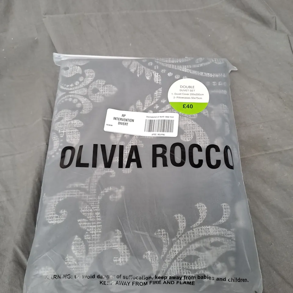 OLIVIA ROCCO DUVET SET - BLACK AND GREY - DOUBLE