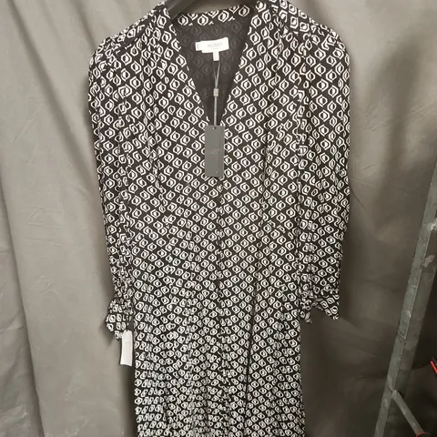 HOBBS LONDON WOMEN'S DRESS β GEOMETRIC PRINT BLACK AND WHITE UK 12