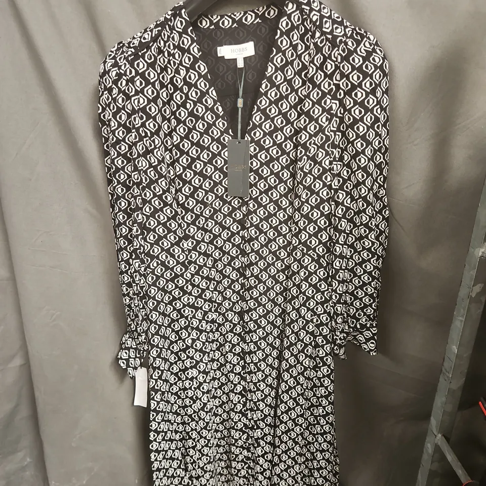 HOBBS LONDON WOMEN'S DRESS – GEOMETRIC PRINT BLACK AND WHITE UK 12