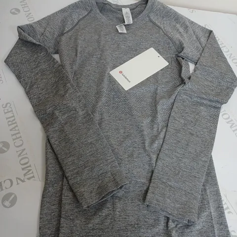 LULUMELON GREY LONG SLEEVE GYM TOP SIZE 4 