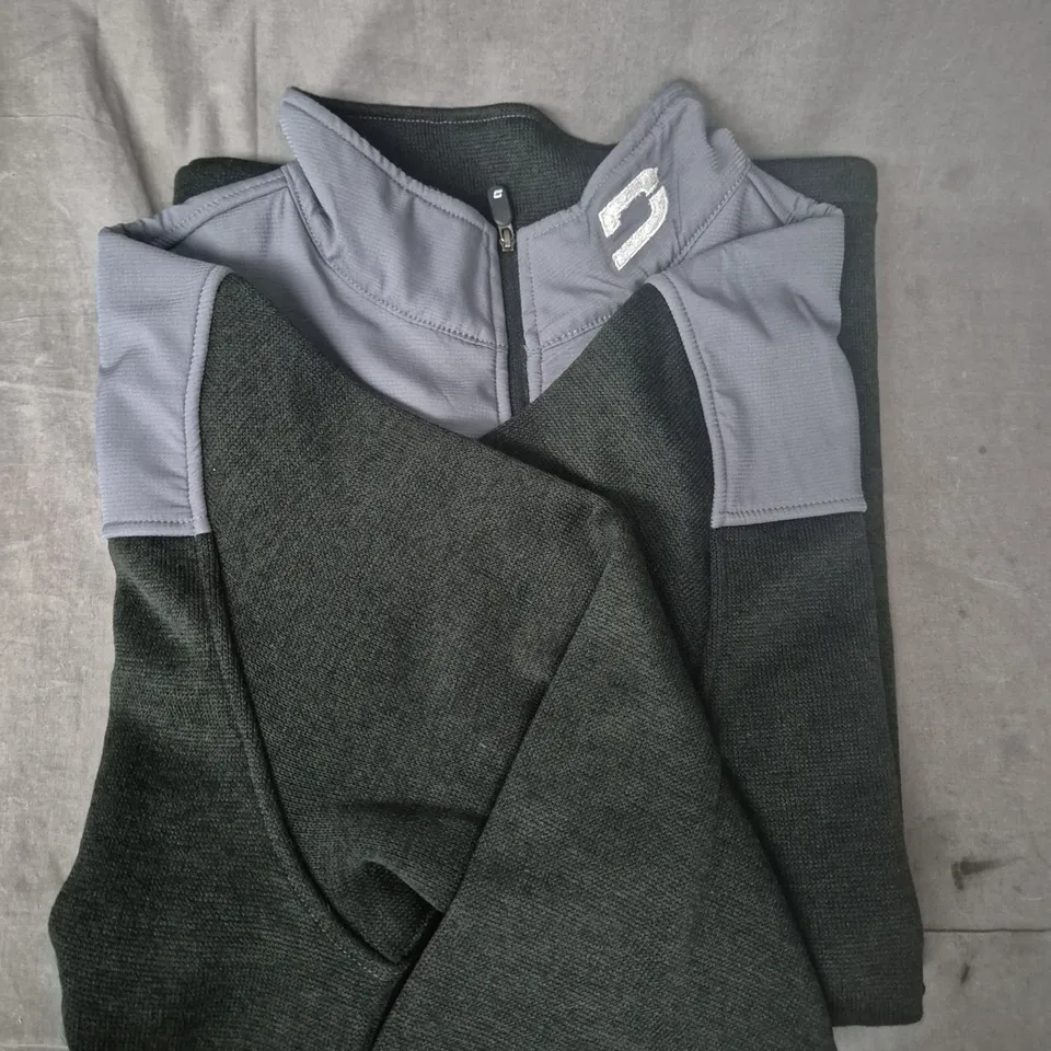DRUIDS LONG SLEEVE 1/4 FLEECE IN GREY/BLACK SIZE LARGE