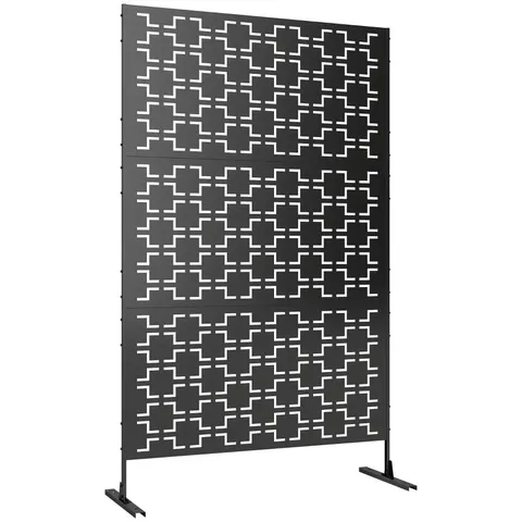 BOXED OUTSUNNY METAL DECORATIVE PRIVACY SCREEN OUTDOOR DIVIDER, BLACK GRID