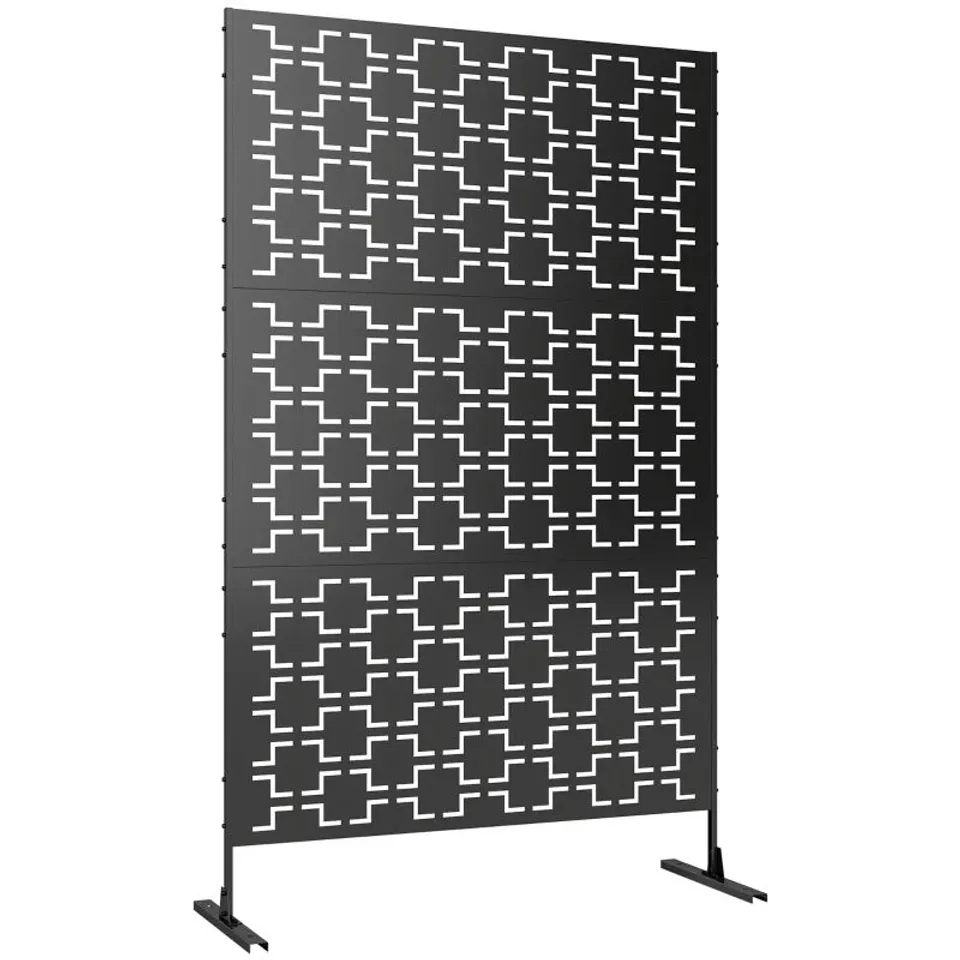 BOXED OUTSUNNY METAL DECORATIVE PRIVACY SCREEN OUTDOOR DIVIDER, BLACK GRID