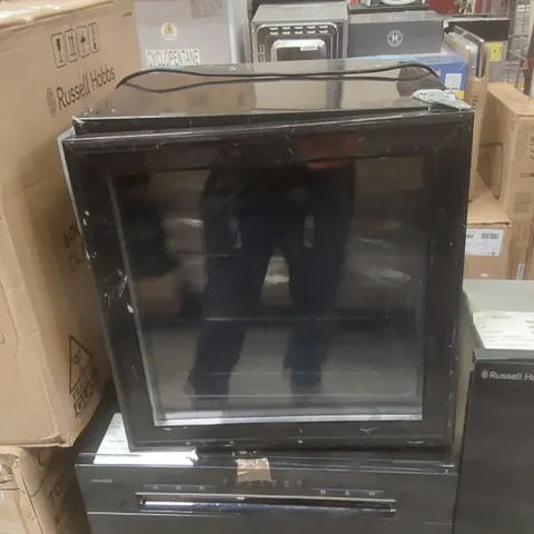 Black glass-front built-in oven