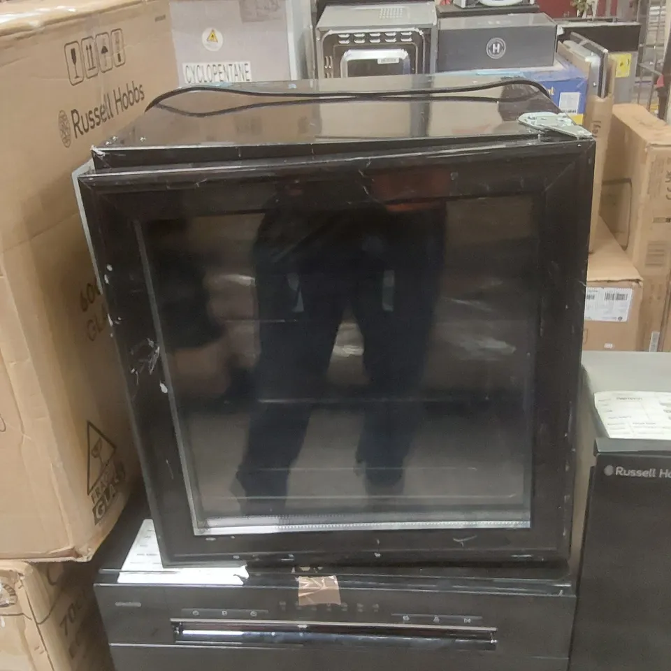Black glass-front built-in oven