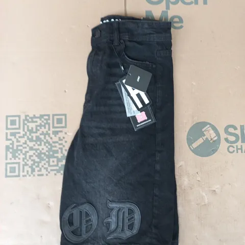 HOODRICH GRADIENT DENIM JORTS IN BLACK SIZE 13-15 YEARS