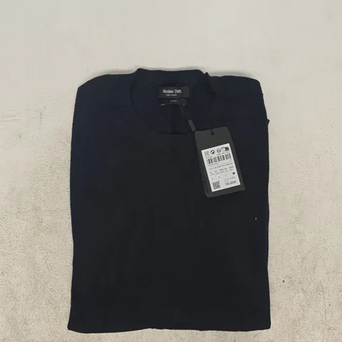 MASSIMO DUTTI LONG SLEEVE COTTON TOP IN MIDNIGHT NAVY SIZE 42