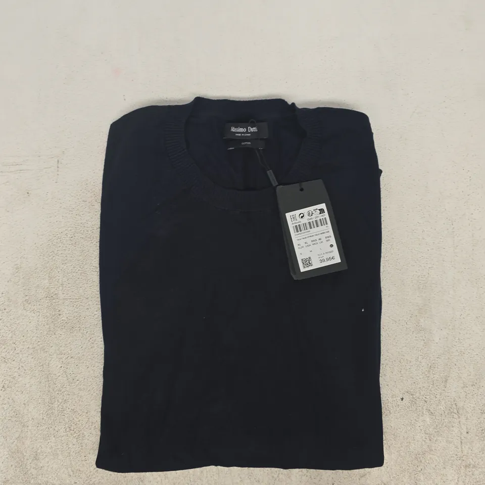 MASSIMO DUTTI LONG SLEEVE COTTON TOP IN MIDNIGHT NAVY SIZE 42