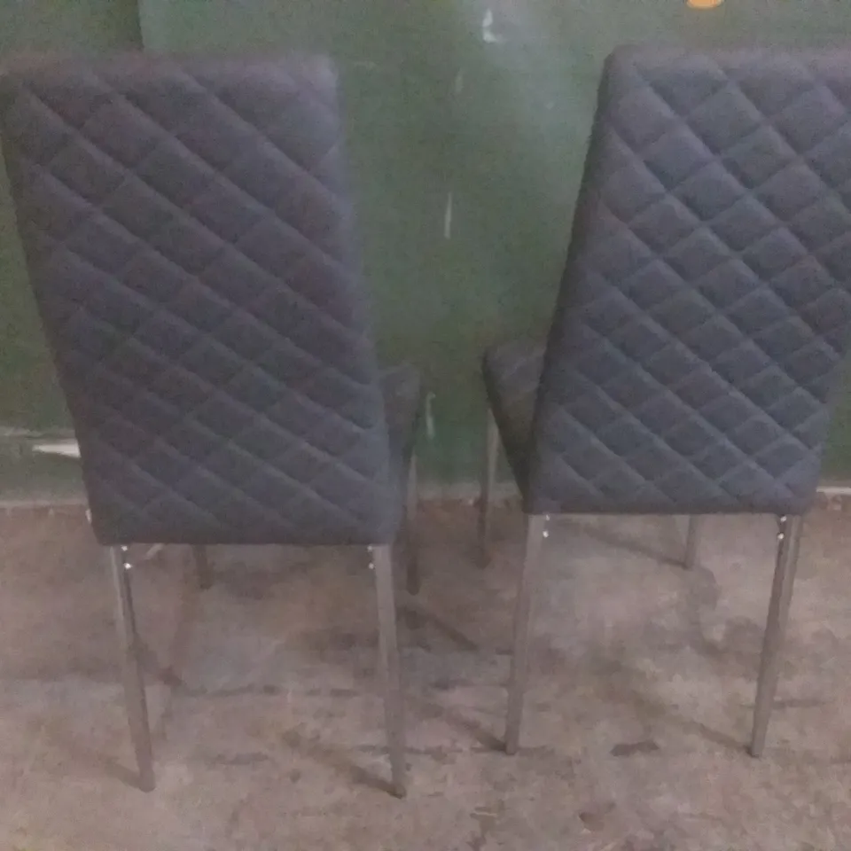 SET OF 2 RENZO VINTAGE GREY DINING CHAIRS (CHROME LEG)