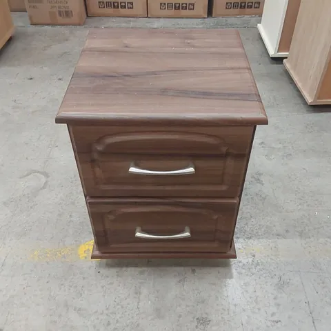 DESIGNER WOODEN 2 DRAWER BEDSIDE TABLE ON WHEELS