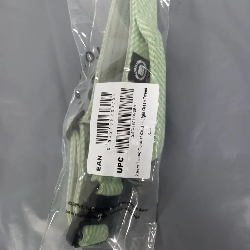 BULLY BILLOWS 2.5CM TWEED COMBAT COLLAR WITH HANDLE & RATED CLIP - LIGHT GREEN