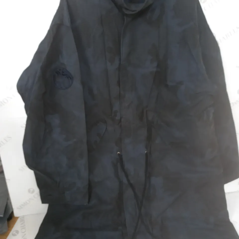 PRETTY GREEN NAVY/BLACK CAMO ZIP THROUGH COAT - XL