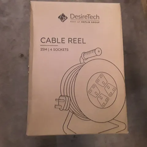 BOXED DESIRETECH 25M 4 SOCKET CABLE REEL 