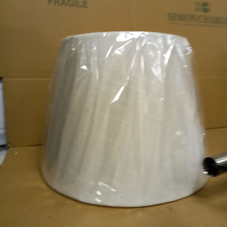 JOHN LEWIS SWING ARM FLOOR LAMP - STEEL WITH PLAIN CREAM LINEN-EFFECT SHADE