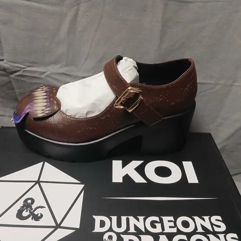 KOI X DUNGEONS AND DRAGONS SHAPECHANGER EDITION TIRA MARY JANE SHOES, UK5, BROWN