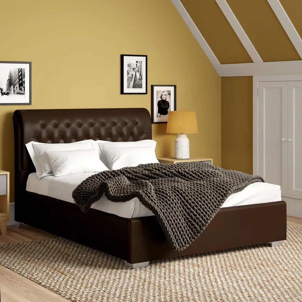 EMIKE UPHOLSTERED OTTOMAN BED FRAME - 1/2 BOX ONLY