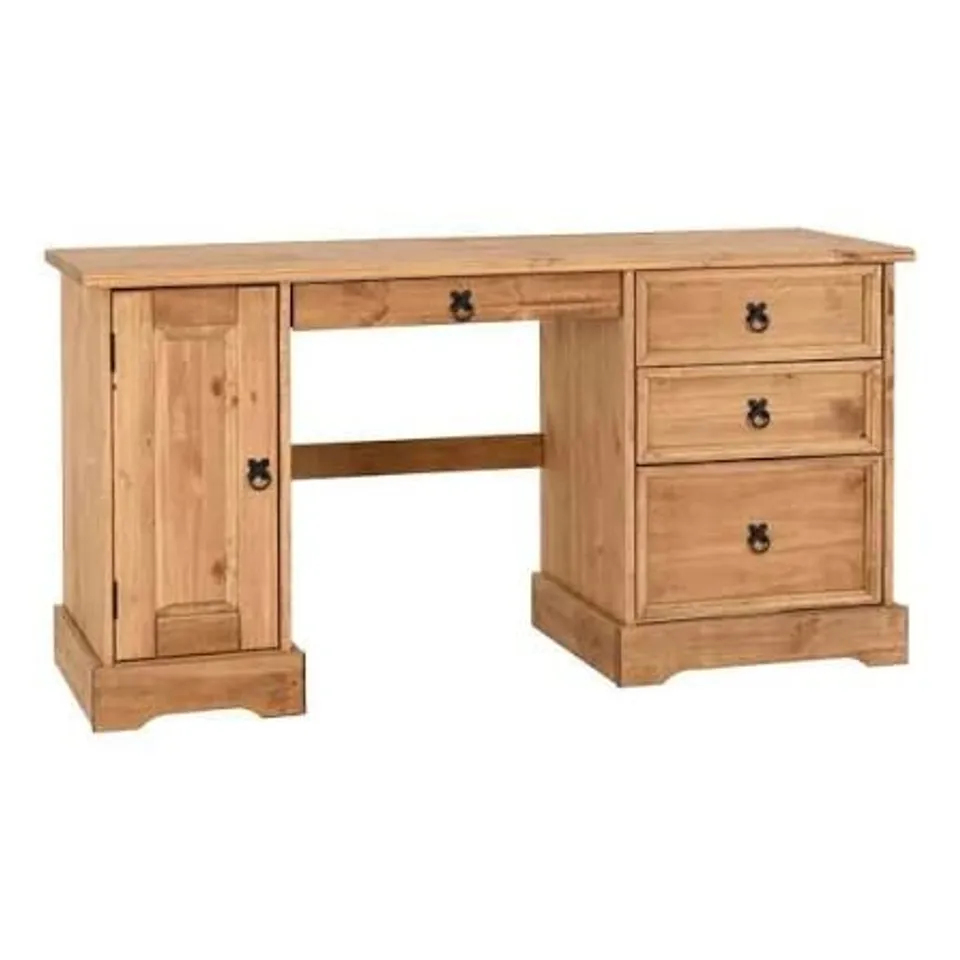 BOXED CORONA STUDY DESK - DISTRESSED WAXED PINE