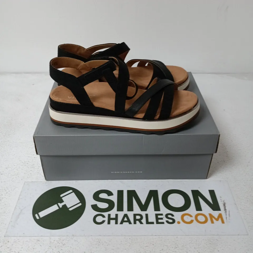 BOXED PAIR OF VIONIC SANDALS IN BLACK - UK 7