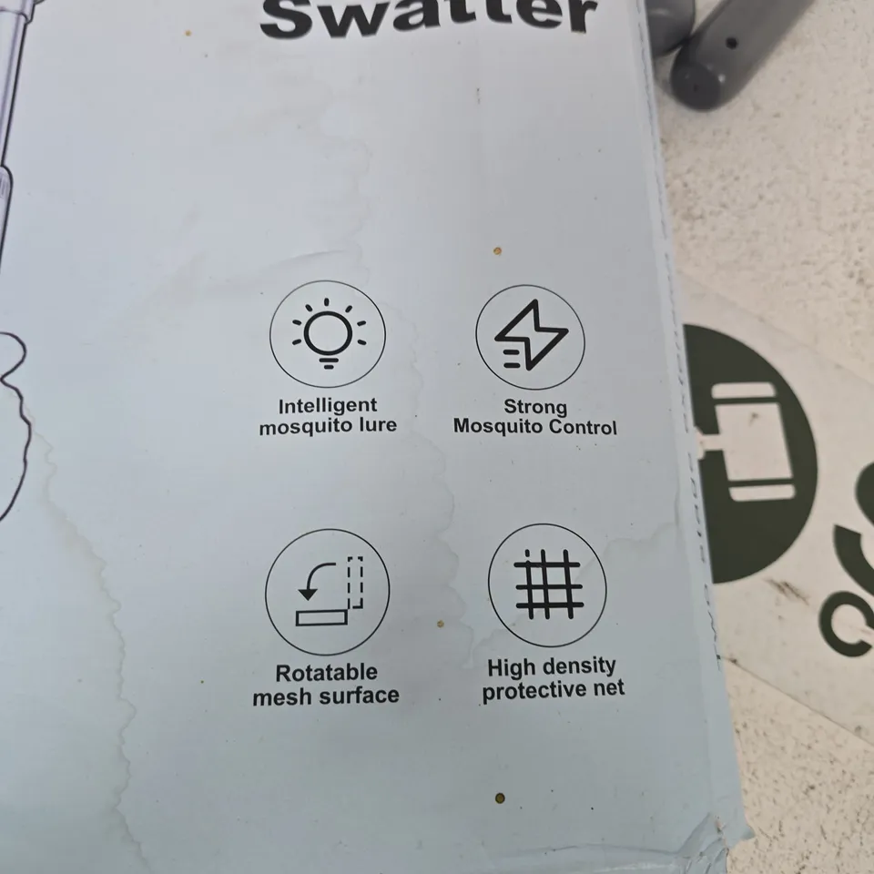 INTELLIGENT MOSQUITO SWATTER – ELECTRIC INSECT RACKET, GREY WITH PURPLE ACCENT