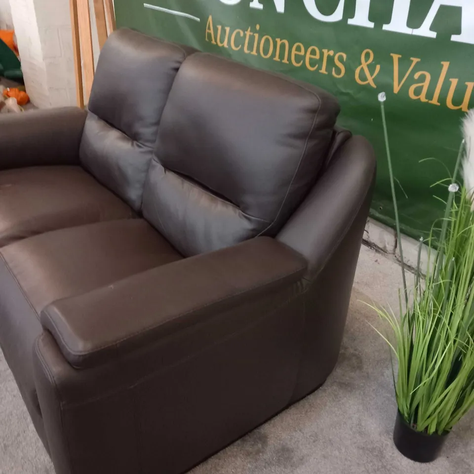 DESIGNER ITALIAN MADE AVOLA BROWN LEATHER LOVESEAT