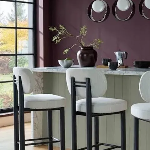 BOXED SET OF 2 DANETTI HENLEY BLACK WOOD DINING CHAIR IVORY DUAL TONE FABRIC