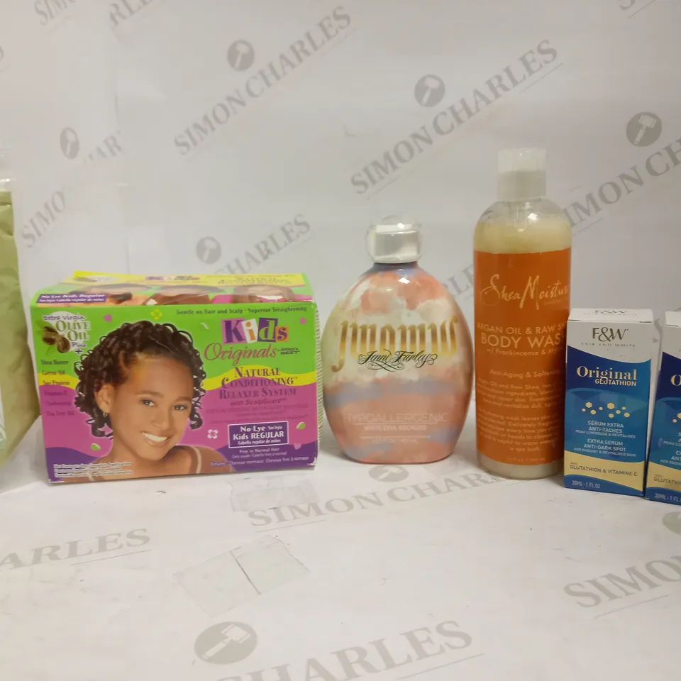 LOT OF APPROXIMATELY 20 ASSORTED HEALTH & BEAUTY ITEMS, TO INCLUDE HAIR RELAXER, F&W SERUM, QASIL POWDER, ETC