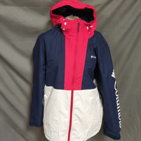 COLUMBIA COLOUR-BLOCK HOODED JACKET – NAVY & RED, SIZE L