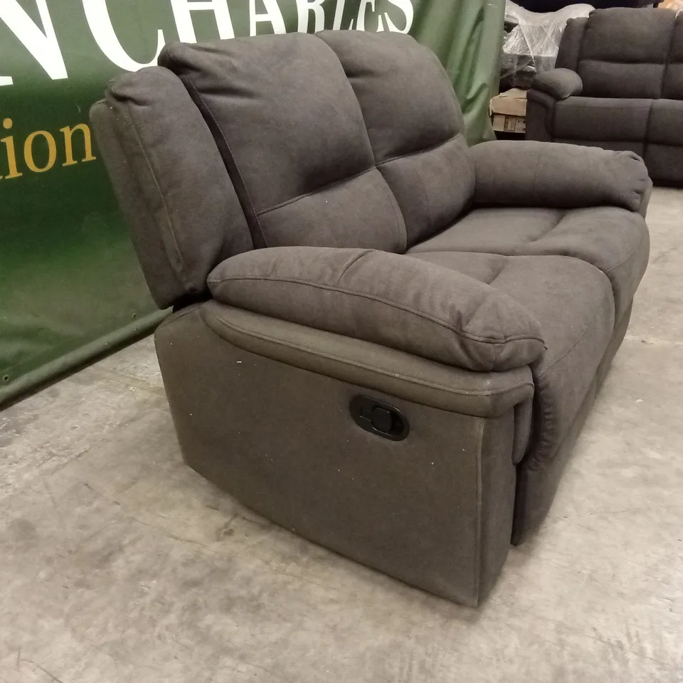 ALBION CHENILLE 2 SEATER HIGH BACK MANUAL RECLINER SOFA - CHARCOAL RRP £579