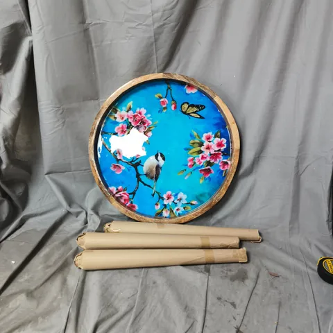 ROUND TABLE WITH LEGS TO ASSEMBLE. BIRD AND FLOWER DESIGN