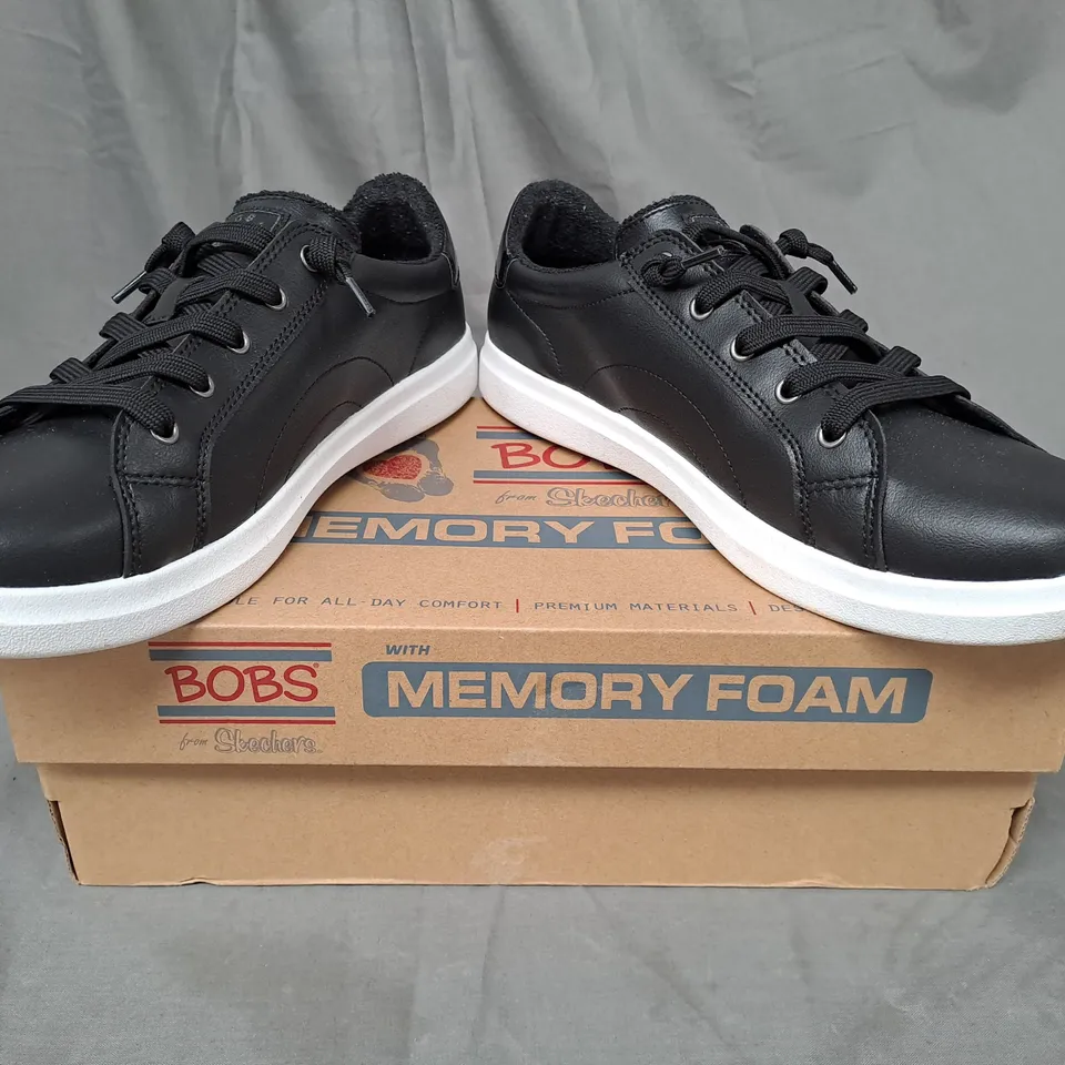 BOXED PAIR OF BOBS FROM SKECHERS SHOES IN BLACK SIZE 8