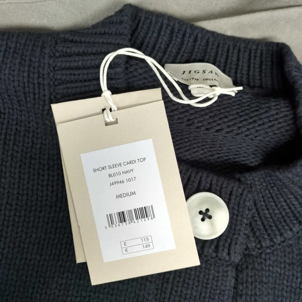 JIGSAW NAVY SHORT SLEEVE CARDIGAN TOP – WOMEN'S, MEDIUM IN NAVY