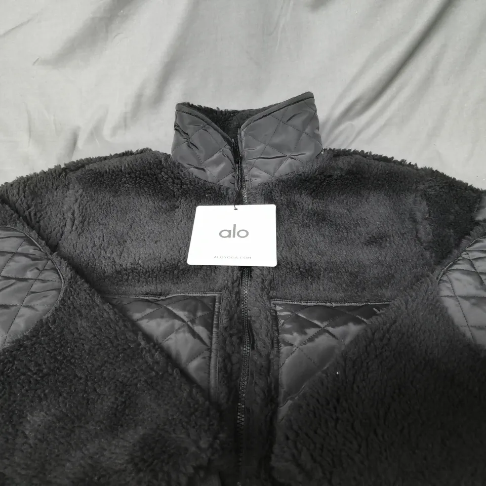 ALO YOGA SHERPA EDGE BOMBER JACKET – BLACK – SIZE S