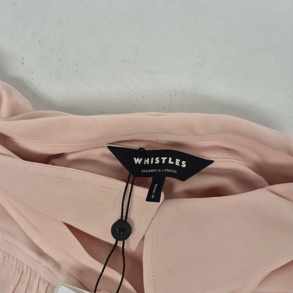 WHISTLES TIE DETAIL CREPE BLOUSE IN LIGHT PINK - UK 20