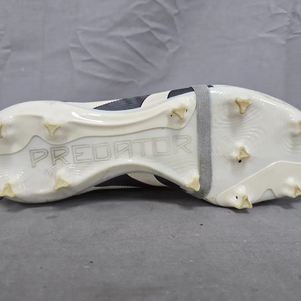 BOXED PAIR OF ADIDAS PREDATOR FOOTBALL BOOTS IN OFF-WHITE/BLACK/RED SIZE UK 9