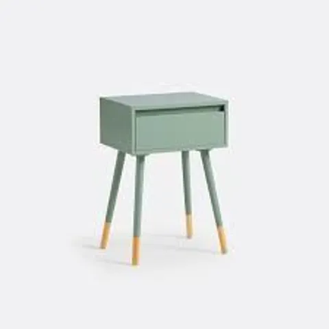 BOXED LA REDOUTE JANIK BEDSIDE TABLE WITH DRAWER - GREEN (1 BOX)