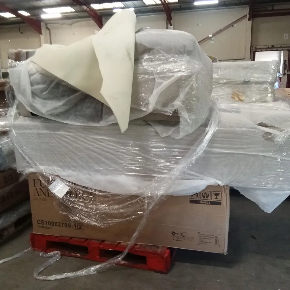 PALLET OF ASSORTED INCOMPLETE OR DAMAGED SOFA PARTS AND PIECES