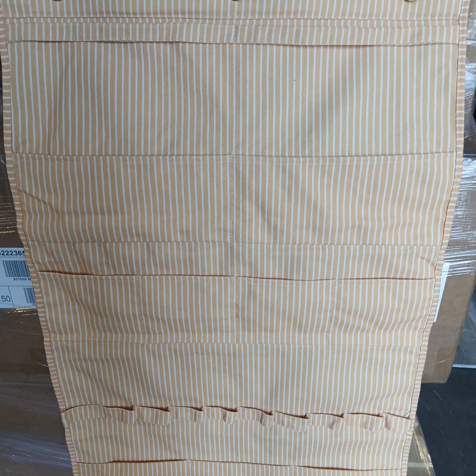 TEN SARA DAVIES HANGING STORAGE PANEL – STRIPED FABRIC WALL-HANGING ORGANISERS