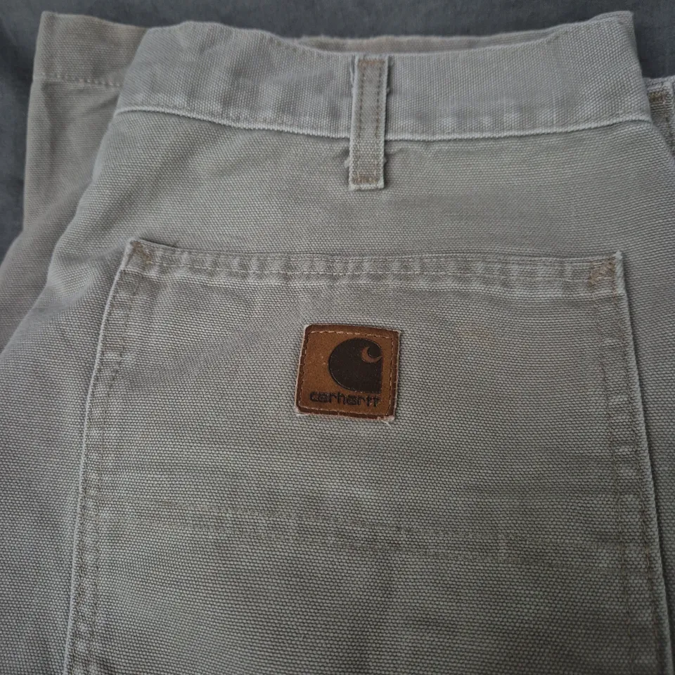 CARHARTT WORK PANTS – GREY CANVAS CARGO TROUSERS - SIZE 35 X 32