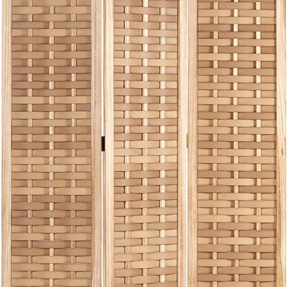 BOXED HOMESTYLE4U 2020 PARAVENT ROOM DIVIDER WOOD NATURAL BROWN 3-PIECE RATTAN DIVIDER PRIVACY SCREEN