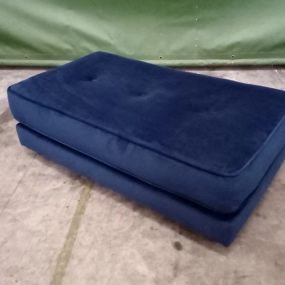 QUALITY THE LOUNGE CO DESIGNER RECTANGULAR FOOTSTOOL - DARK BLUE FABRIC