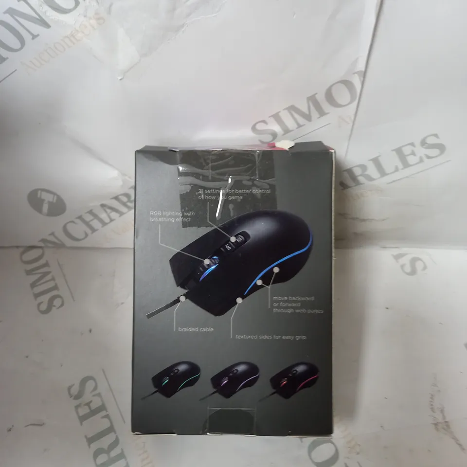 box of assorted items to include mouse, led lights, earphones etc 