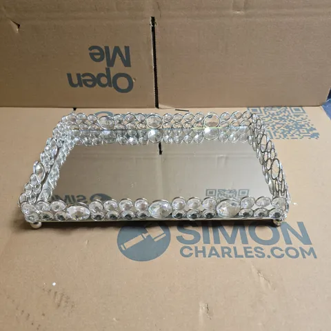 DECORATIVE MIRRORED TRAY WITH STONE EDGING 