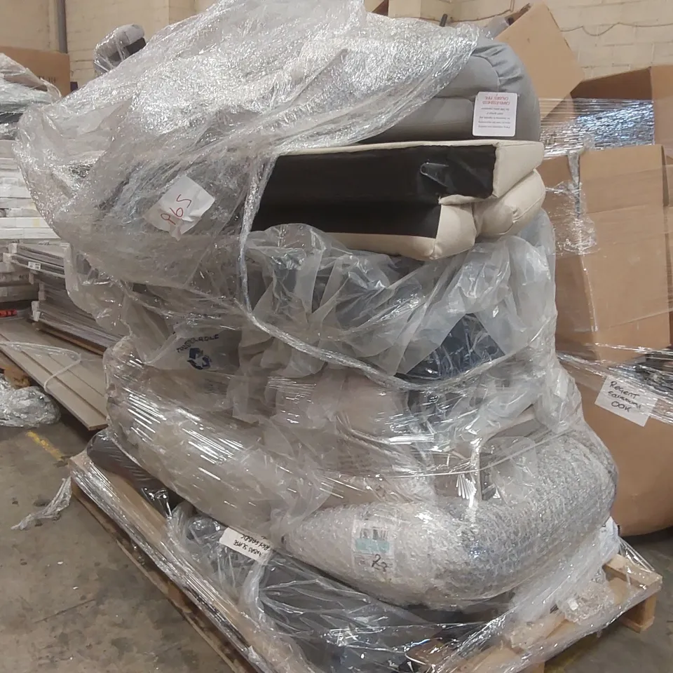 PALLET CONTAINING A LARGE QUANTITY OF ASSORTED FURNITURE PARTS INCLUDING: CHAIR PARTS ECT