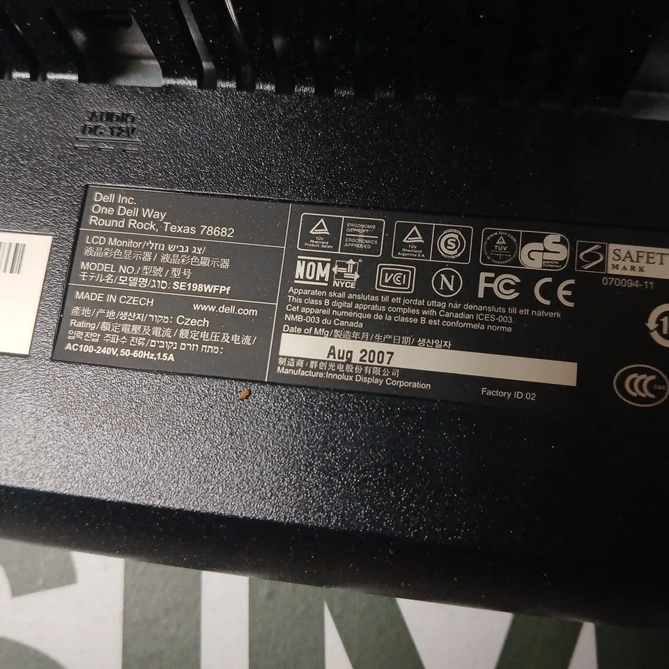 DELL SE198WFP 19-INCH LCD MONITOR