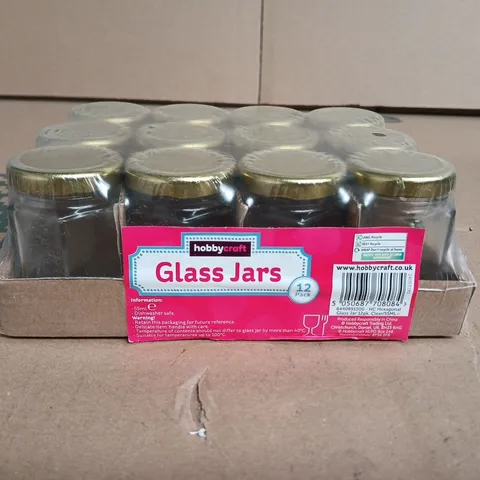 SEALED HOBBYCRAFT GLASS JARS – 12 PACK WITH METAL LIDS 