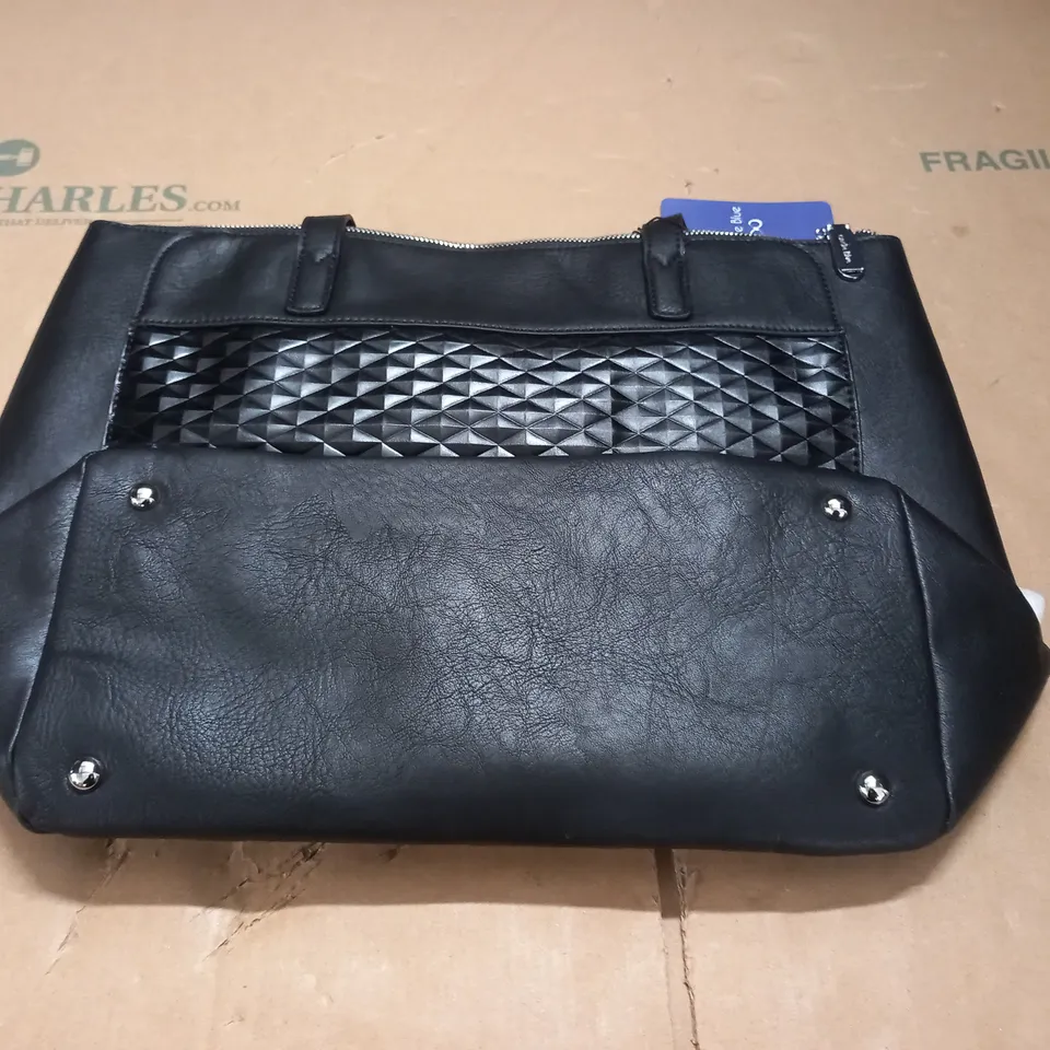 ANDIE BLUE BLACK LEATHER LOOK BAG 